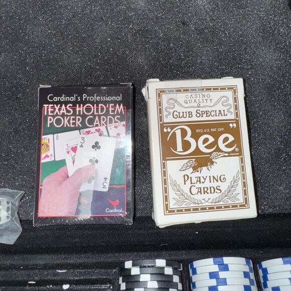 Poker Chip Set Casino Aluminum Case Card Deck Texas Holdem Blackjack Dice Button - Picture 5 of 9